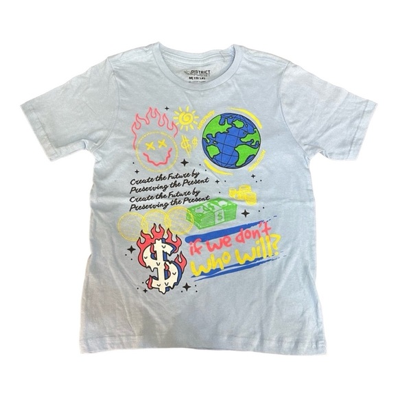Kids Cotton Short Sleeve Shirt - Unisex District Planet - Picture 1 of 5